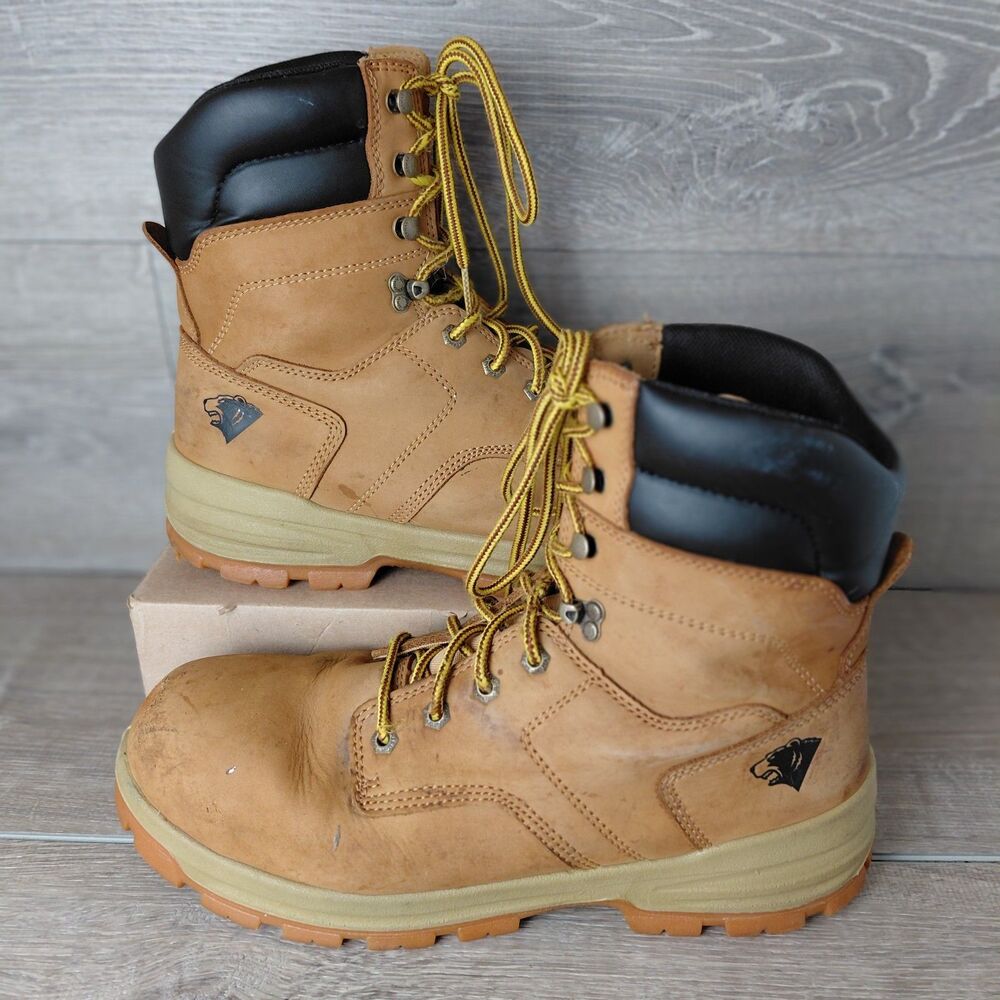 Herman Survivors Grizzly Steel Toe Work Boots Mens Size 12 Wide Tan Leather ASTM